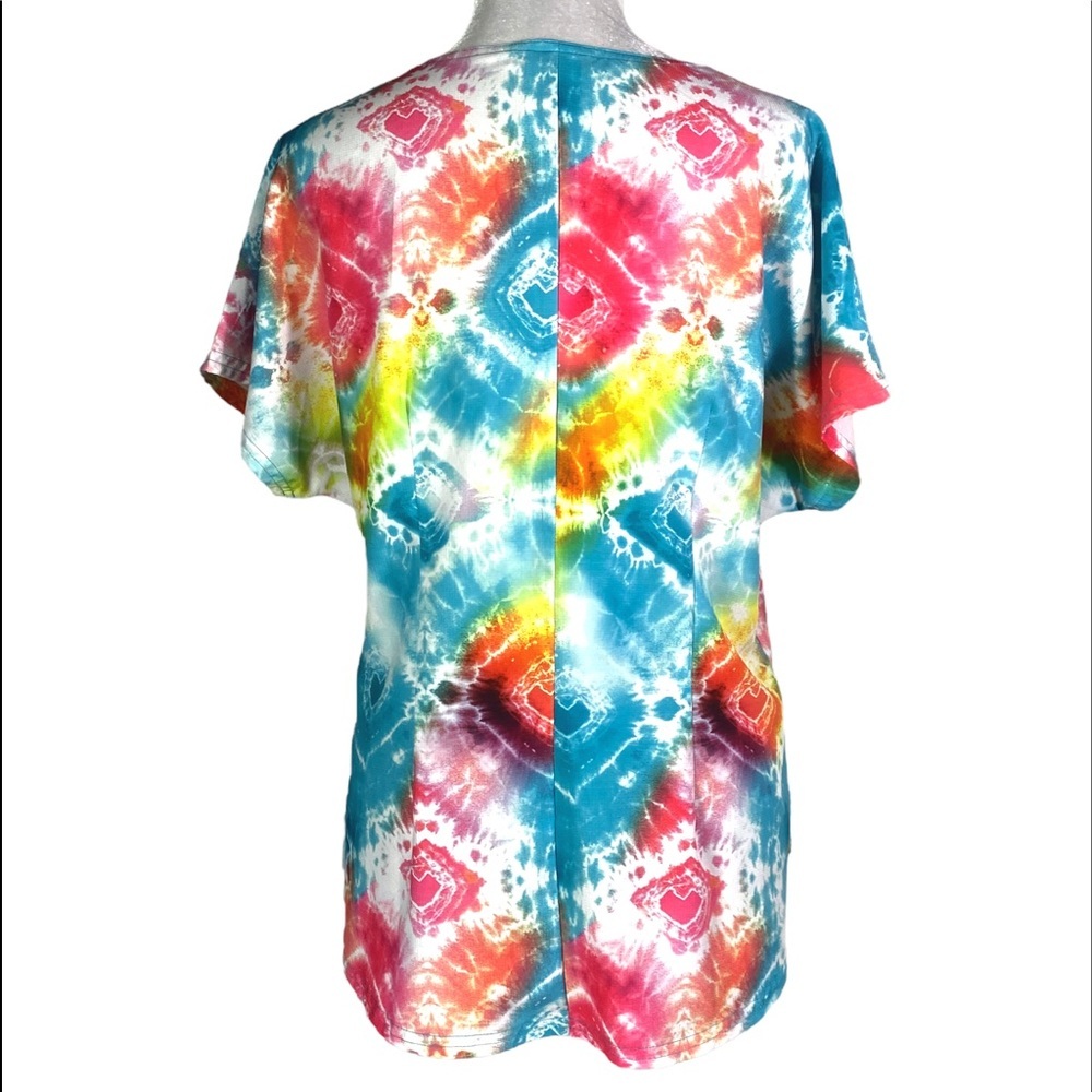 HeartSoul scrub short sleeve top heart pattern size L - Picture 3 of 7